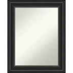 24" x 30" Non-Beveled Ridge Black Bathroom Wall Mirror - Amanti Art: Rectangle, Polystyrene Frame, Wall Mounted