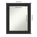 Miroir mural de salle de bain noir sans biseau 24" x 30" - Amanti Art : Rectangle, cadre en polystyrène, fixation murale