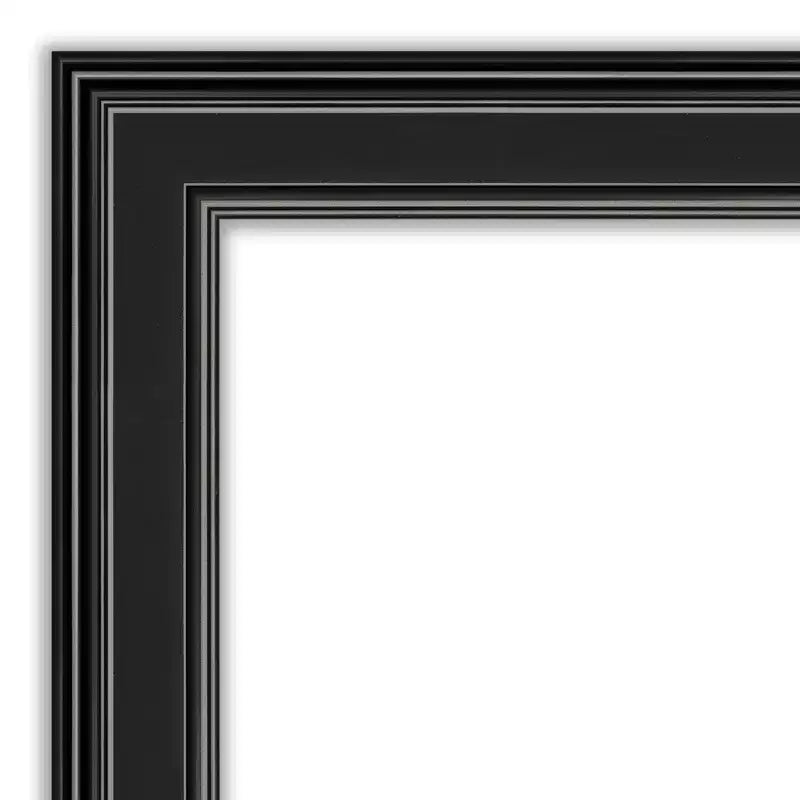 Miroir mural de salle de bain noir sans biseau 24" x 30" - Amanti Art : Rectangle, cadre en polystyrène, fixation murale