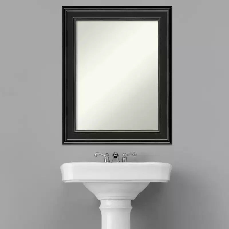 Miroir mural de salle de bain noir sans biseau 24" x 30" - Amanti Art : Rectangle, cadre en polystyrène, fixation murale