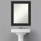 Miroir mural de salle de bain noir sans biseau 24" x 30" - Amanti Art : Rectangle, cadre en polystyrène, fixation murale
