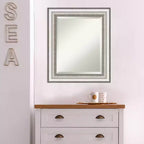 Miroir mural encadré 21" x 25" Argent - Amanti Art : Moderne biseauté, aucun assemblage requis