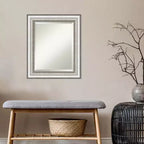 Miroir mural encadré 21" x 25" Argent - Amanti Art : Moderne biseauté, aucun assemblage requis