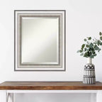 Miroir mural encadré 21" x 25" Argent - Amanti Art : Moderne biseauté, aucun assemblage requis