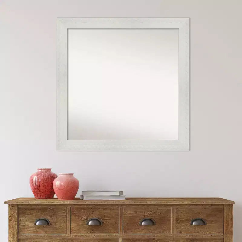 Miroir mural mosaïque blanc non biseauté 31" x 31" - Amanti Art