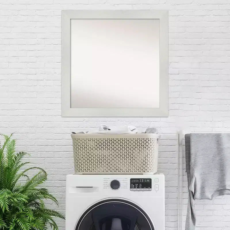 Miroir mural mosaïque blanc non biseauté 31" x 31" - Amanti Art