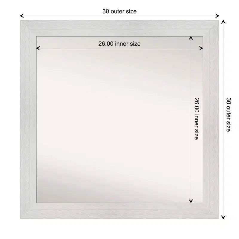 Miroir mural mosaïque blanc non biseauté 31" x 31" - Amanti Art
