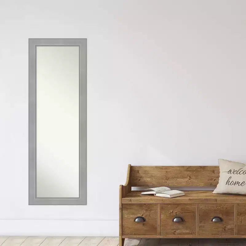 Miroir de porte pleine longueur brossé nickel Vista non biseauté 18" x 52" - Amanti Art : à accrocher à la porte, aucun assemblage requis