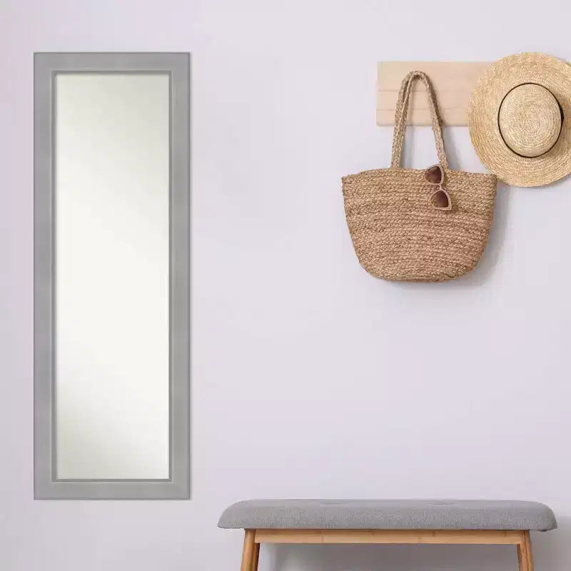 Miroir de porte pleine longueur brossé nickel Vista non biseauté 18" x 52" - Amanti Art : à accrocher à la porte, aucun assemblage requis