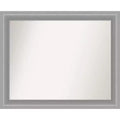 33" x 27" Non-Beveled Peak Polished Nickel Narrow Wall Mirror - Amanti Art: Modern Rectangle, Includes Mount Hardware