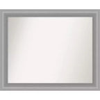 33" x 27" Non-Beveled Peak Polished Nickel Narrow Wall Mirror - Amanti Art: Modern Rectangle, Includes Mount Hardware