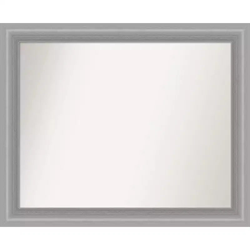 33" x 27" Non-Beveled Peak Polished Nickel Narrow Wall Mirror - Amanti Art: Modern Rectangle, Includes Mount Hardware