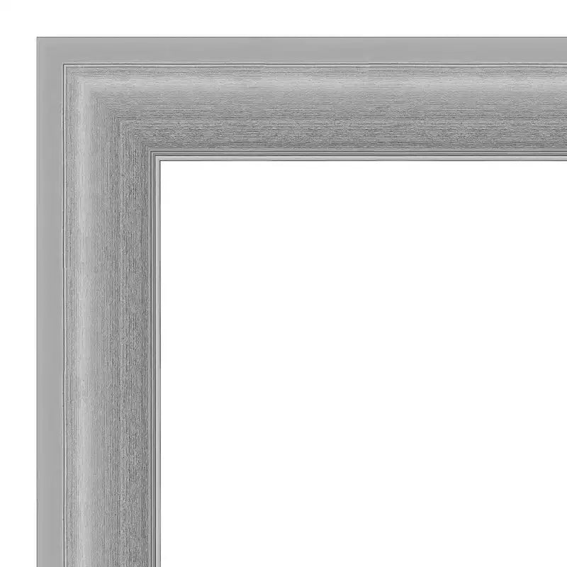 Miroir mural étroit poli nickel Amanti Art avec sommet non biseauté 33" x 27" : Rectangle moderne, Quincaillerie de montage incluse