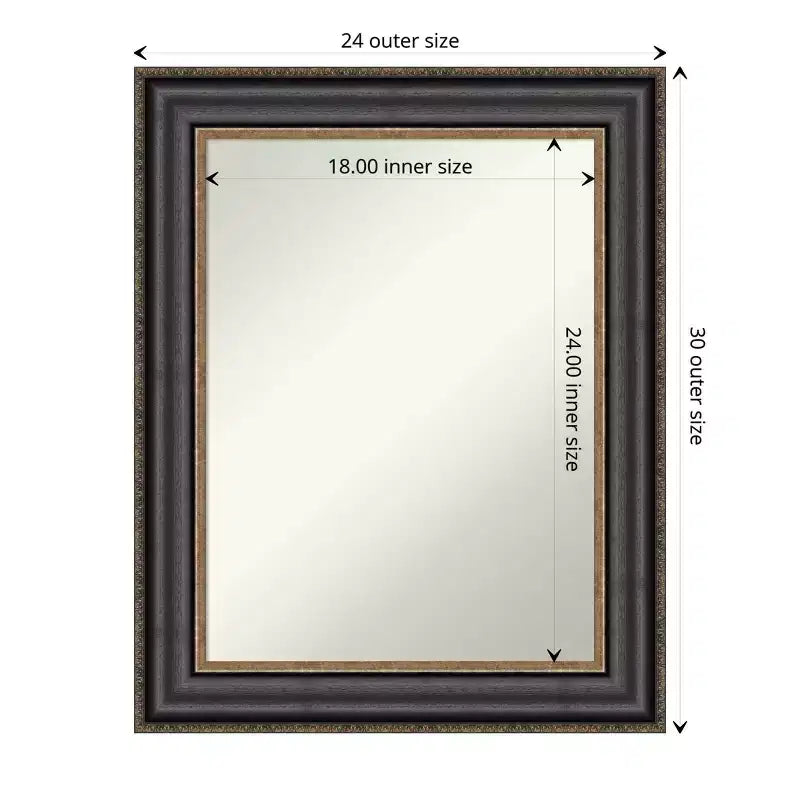 Miroir mural de salle de bain Thomas noir bronze 24" x 30" non biseauté - Amanti Art : cadre en polystyrène, quincaillerie de montage incluse