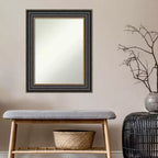Miroir mural de salle de bain Thomas noir bronze 24" x 30" non biseauté - Amanti Art : cadre en polystyrène, quincaillerie de montage incluse