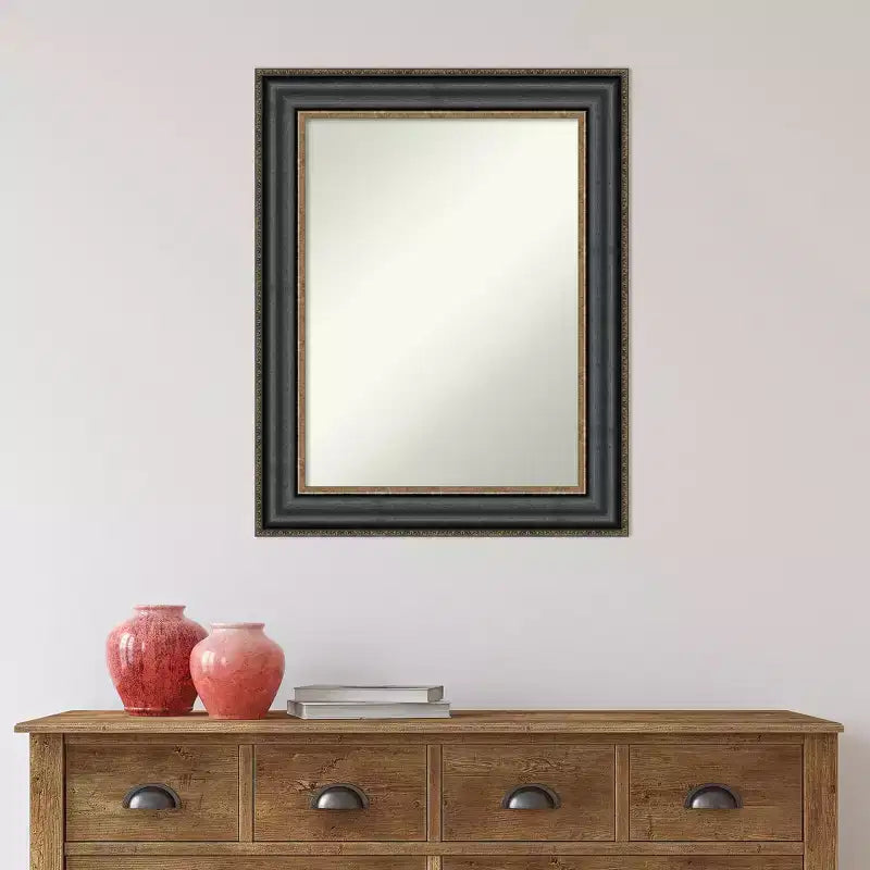 Miroir mural de salle de bain Thomas noir bronze 24" x 30" non biseauté - Amanti Art : cadre en polystyrène, quincaillerie de montage incluse