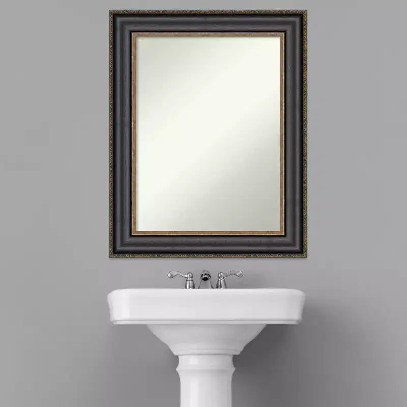 Miroir mural de salle de bain Thomas noir bronze 24" x 30" non biseauté - Amanti Art : cadre en polystyrène, quincaillerie de montage incluse