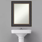 Miroir mural de salle de bain Thomas noir bronze 24" x 30" non biseauté - Amanti Art : cadre en polystyrène, quincaillerie de montage incluse