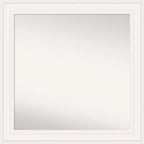 Amanti Art 32"x32" Non-Beveled Ridge White Wall Mirror : Modern Square Framed, Includes Mounting Hardware