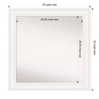 Miroir mural blanc Amanti Art 32"x32" Ridge non biseauté : Carré moderne encadré, matériel de fixation inclus
