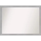 41" x 30" Non-Beveled Vista Brushed Nickel Narrow Bathroom Wall Mirror - Amanti Art: Includes Mounting Hardware, Polystyrene Frame