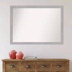 Miroir mural étroit de salle de bain Vista en nickel brossé non biseauté 41" x 30" - Amanti Art : Quincaillerie de montage incluse, Cadre en polystyrène