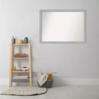 Miroir mural étroit de salle de bain Vista en nickel brossé non biseauté 41" x 30" - Amanti Art : Quincaillerie de montage incluse, Cadre en polystyrène