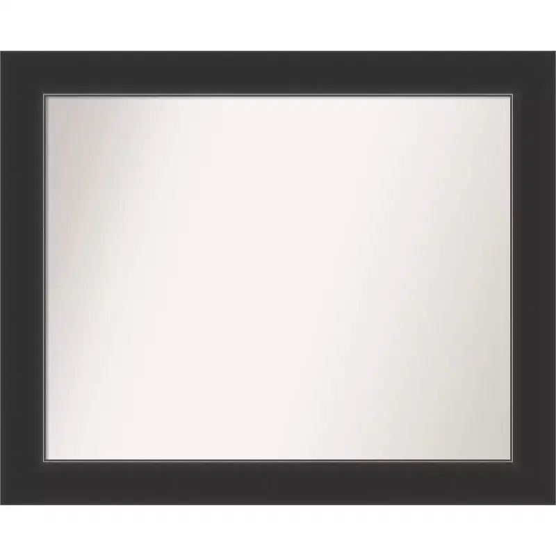 33" x 27" Non-Beveled Corvino Black Wood Wall Mirror - Amanti Art: Modern Rectangle, Includes Mount Hardware