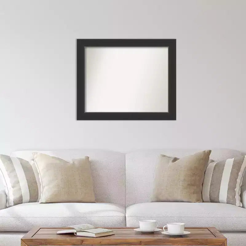 Miroir mural Corvino noir non biseauté 33" x 27" - Amanti Art : Rectangle moderne, matériel de montage inclus