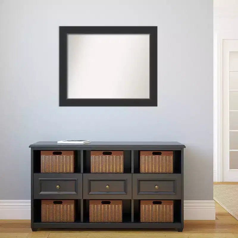 Miroir mural Corvino noir non biseauté 33" x 27" - Amanti Art : Rectangle moderne, matériel de montage inclus