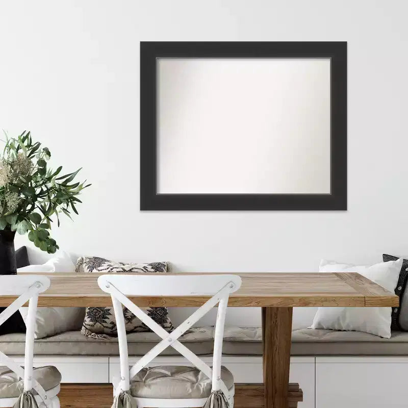 Miroir mural Corvino noir non biseauté 33" x 27" - Amanti Art : Rectangle moderne, matériel de montage inclus