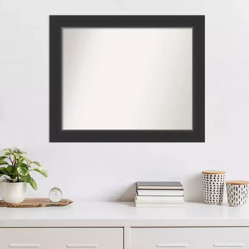 Miroir mural Corvino noir non biseauté 33" x 27" - Amanti Art : Rectangle moderne, matériel de montage inclus