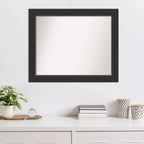 Miroir mural Corvino noir non biseauté 33" x 27" - Amanti Art : Rectangle moderne, matériel de montage inclus