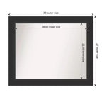 Miroir mural Corvino noir non biseauté 33" x 27" - Amanti Art : Rectangle moderne, matériel de montage inclus