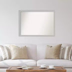 Miroir mural en bois argenté non biseauté à faible lustre de 41 po x 30 po - Amanti Art : Rectangulaire moderne, quincaillerie de montage incluse