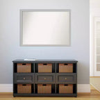 Miroir mural en bois argenté non biseauté à faible lustre de 41 po x 30 po - Amanti Art : Rectangulaire moderne, quincaillerie de montage incluse