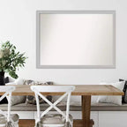 Miroir mural en bois argenté non biseauté à faible lustre de 41 po x 30 po - Amanti Art : Rectangulaire moderne, quincaillerie de montage incluse
