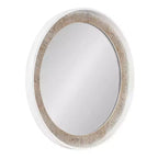 Kate & Laurel All Things Decor 26"X26" Warbrook Round Wall Mirror Rustic Brown/White