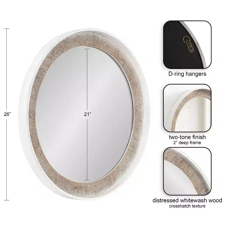 Miroir mural rond Warbrook de Kate & Laurel All Things Decor 26"X26" Brun rustique/Blanc