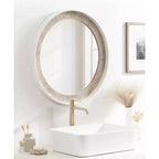 Miroir mural rond Warbrook de Kate & Laurel All Things Decor 26"X26" Brun rustique/Blanc