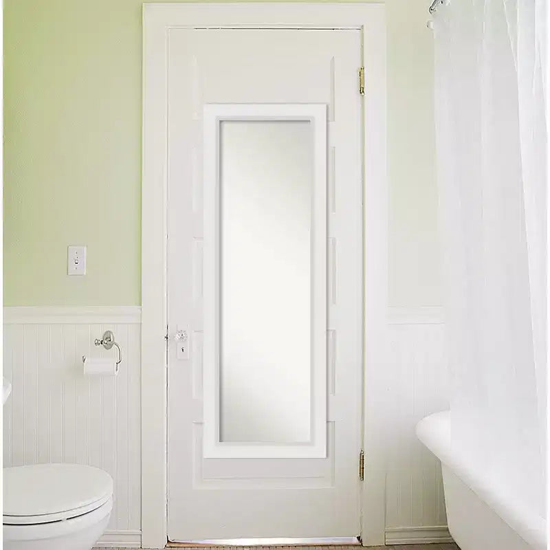 Miroir de porte Amanti Art 18" x 52" en bois blanc non biseauté