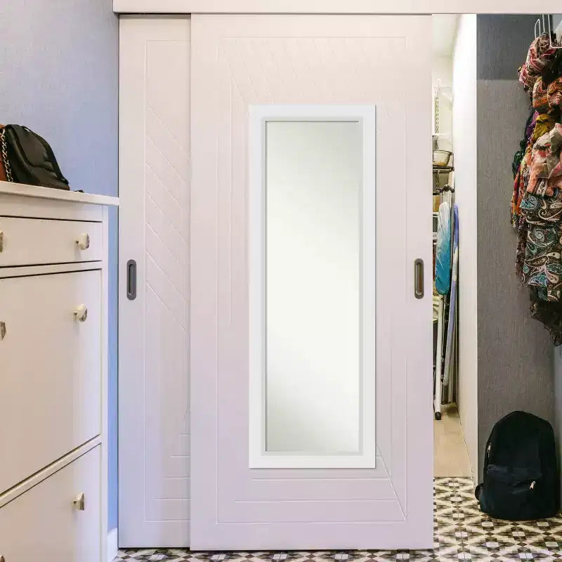 Miroir de porte Amanti Art 18" x 52" en bois blanc non biseauté