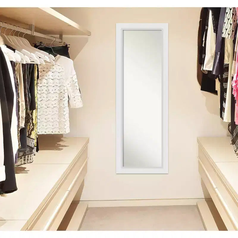 Miroir de porte Amanti Art 18" x 52" en bois blanc non biseauté