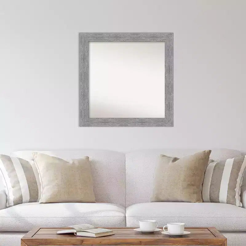 Miroir mural gris rustique écorce non biseauté 31" x 31" - Amanti Art