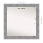Miroir mural gris rustique écorce non biseauté 31" x 31" - Amanti Art