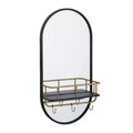 Metal Oval 1 Shelf Wall Mirror Black - Olivia & May: Modern Style, Round Shape, No Assembly Required