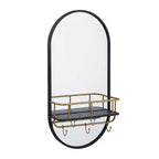 Metal Oval 1 Shelf Wall Mirror Black - Olivia & May: Modern Style, Round Shape, No Assembly Required