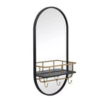 Miroir Mural Ovale en Métal 1 Étagère Noir - Olivia & May : Style Moderne, Forme Ronde, Aucun Assemblage Requis