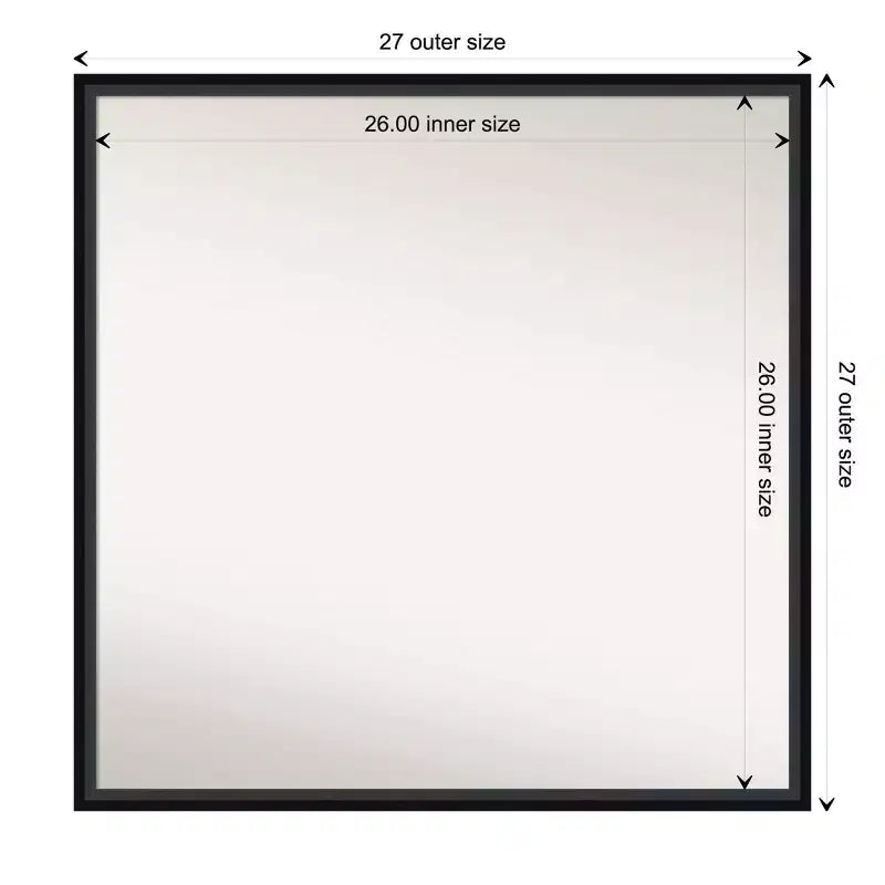 Miroir mural carré Lucie Noir non biseauté 27" x 27" - Amanti Art : Moderne, quincaillerie de fixation incluse