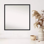 Miroir mural carré Lucie Noir non biseauté 27" x 27" - Amanti Art : Moderne, quincaillerie de fixation incluse